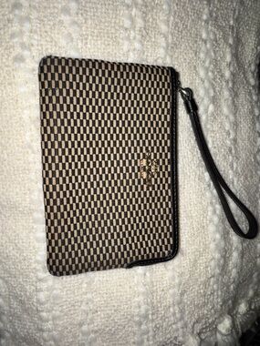 Coach Black and Tan Checkered Wristlet